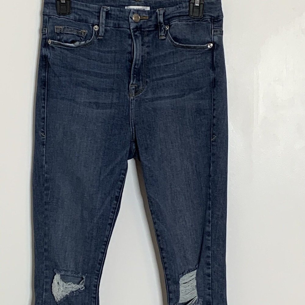 Good American Jeans Good Legs 8/29 Distressed Skinny Blue084 Made in USA - Picture 12 of 12